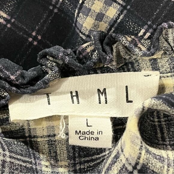 THML embroidered plaid Long sleeve dress - Picture 8 of 12